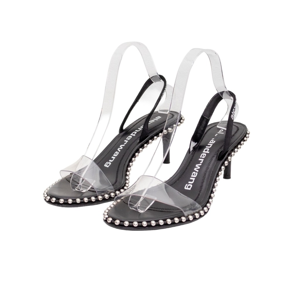 Alexander Wang Nova PVC Crystal Stud Sandals Black Size 38 US 8 Clear‎ Heel